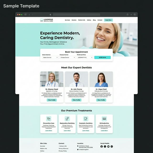 Medical clinic website homepage