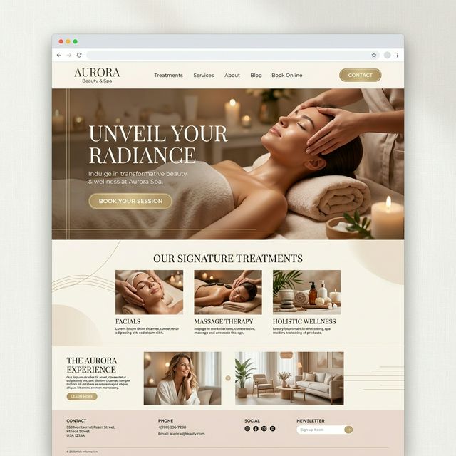 Beauty salon website homepage