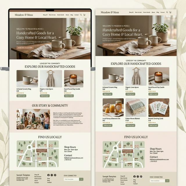 Local retail shop website homepage