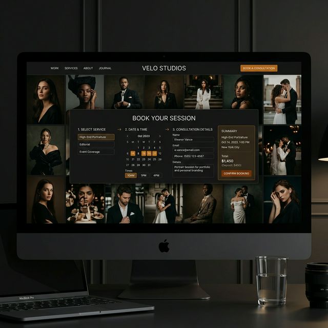 Photo studio booking website homepage