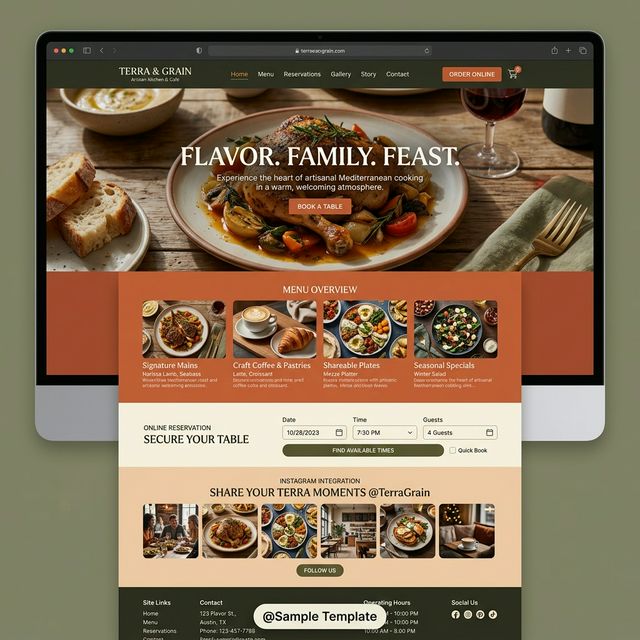 Restaurant website homepage